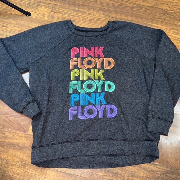 🎸 Pink Floyd Rainbow Crewneck Sweatshirt – Dark Gray Heathered (Women’s L) - Picture 2 of 7